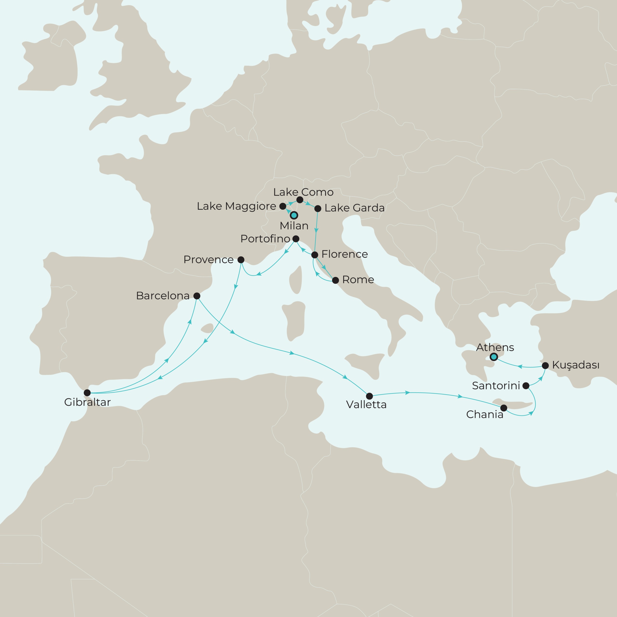 Trio of Italian Lakes with Enchanting Mediterranean Voyage & Alpine Rail Adventure